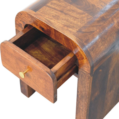 Table de chevet mini aux bords arrondis en manguier massif – Châtaigne – vue 6