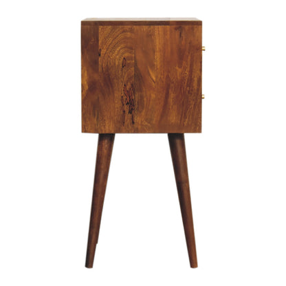 Table de chevet mini cube 2 tiroirs en manguier massif – Châtaigne – vue 8