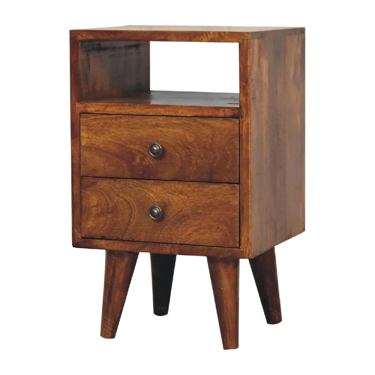 Table de chevet mini esprit Art déco en manguier massif – Châtaigne – vue 3