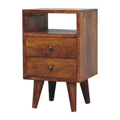 Table de chevet mini esprit Art déco en manguier massif – Châtaigne – vue 3