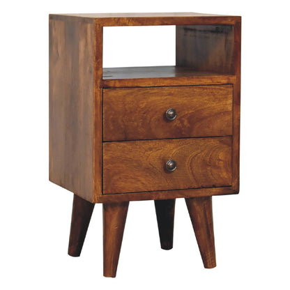 Table de chevet mini esprit Art déco en manguier massif – Châtaigne – vue 4