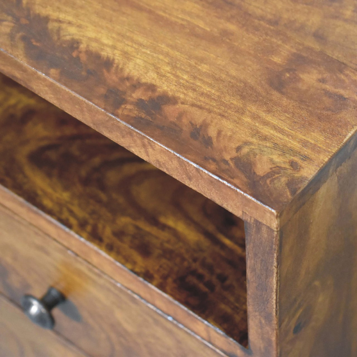 Table de chevet mini esprit Art déco en manguier massif – Châtaigne – vue 6
