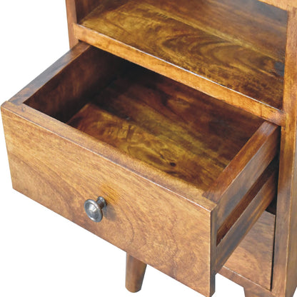 Table de chevet mini esprit Art déco en manguier massif – Châtaigne – vue 7