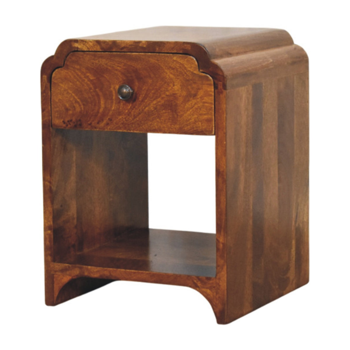 Table de chevet mini festonnée en manguier massif – Châtaigne – vue 2