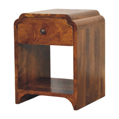 Table de chevet mini festonnée en manguier massif – Châtaigne – vue 2