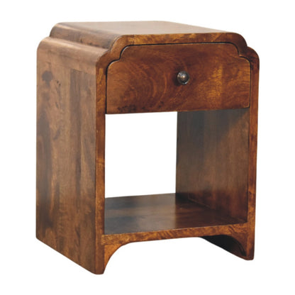 Table de chevet mini festonnée en manguier massif – Châtaigne – vue 3