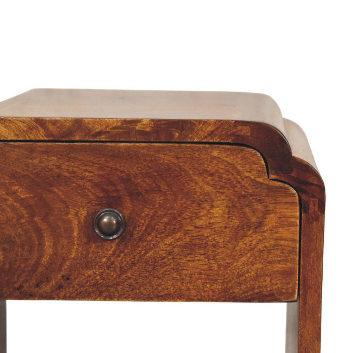 Table de chevet mini festonnée en manguier massif – Châtaigne – vue 4