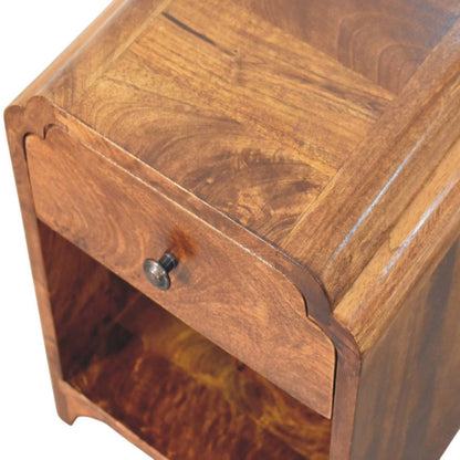 Table de chevet mini festonnée en manguier massif – Châtaigne – vue 5