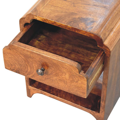 Table de chevet mini festonnée en manguier massif – Châtaigne – vue 6