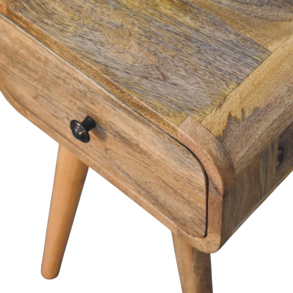 Table de chevet mini pieds fuselés en manguier massif – Naturel – vue 5
