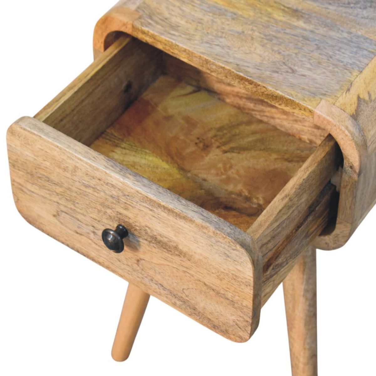 Table de chevet mini pieds fuselés en manguier massif – Naturel – vue 6