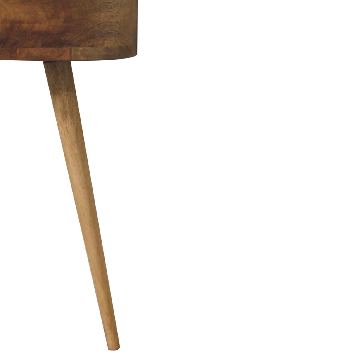 Table de chevet mini ronde à tiroir en manguier massif – Naturel – vue 7