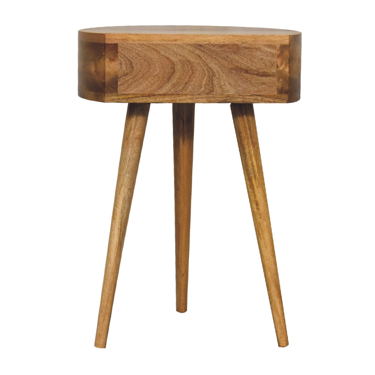 Table de chevet mini ronde à tiroir en manguier massif – Naturel – vue 9