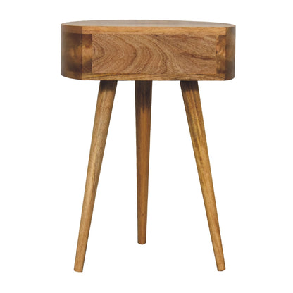 Table de chevet mini ronde à tiroir en manguier massif – Naturel – vue 9
