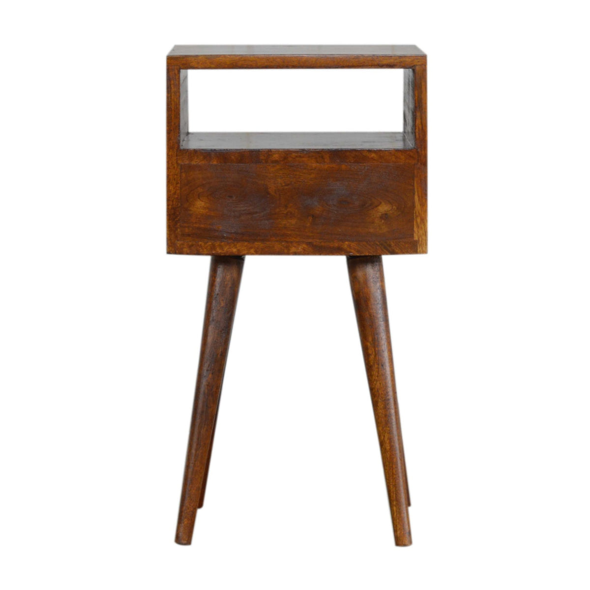 Table de chevet mini tiroir et étagère en manguier massif – Châtaigne – vue 10