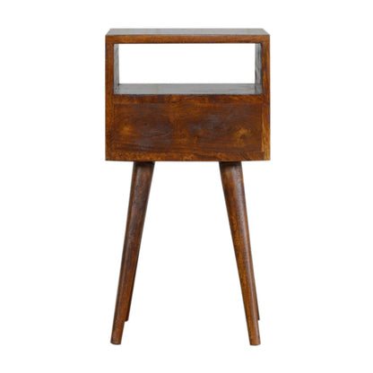 Table de chevet mini tiroir et étagère en manguier massif – Châtaigne – vue 10