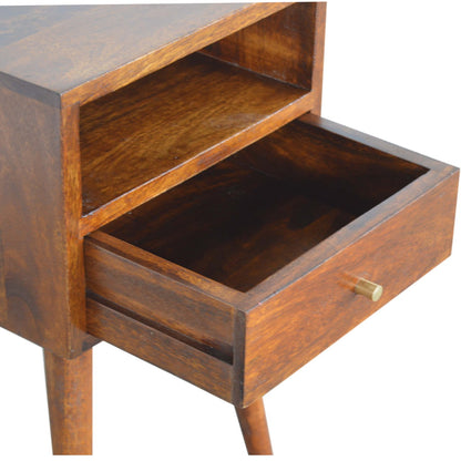 Table de chevet mini tiroir et étagère en manguier massif – Châtaigne – vue 6