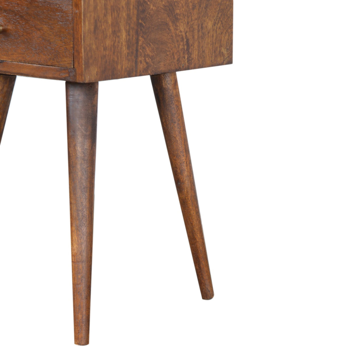 Table de chevet mini tiroir et étagère en manguier massif – Châtaigne – vue 8