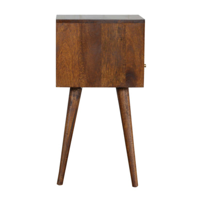 Table de chevet mini tiroir et étagère en manguier massif – Châtaigne – vue 9