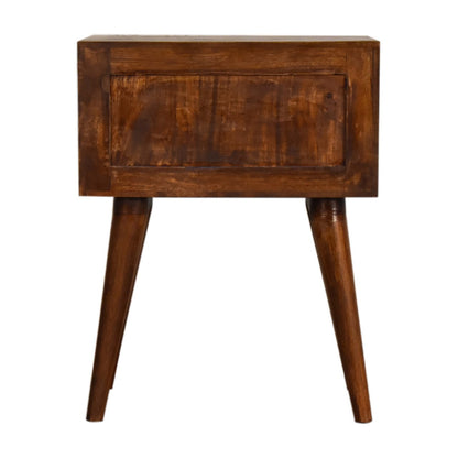 Table de chevet moderne à 2 tiroirs en manguier massif – Châtaigne – vue 10
