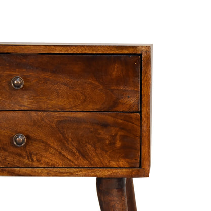 Table de chevet moderne à 2 tiroirs en manguier massif – Châtaigne – vue 5