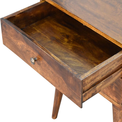 Table de chevet moderne à 2 tiroirs en manguier massif – Châtaigne – vue 6