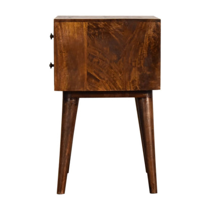 Table de chevet moderne à 2 tiroirs en manguier massif – Châtaigne – vue 9