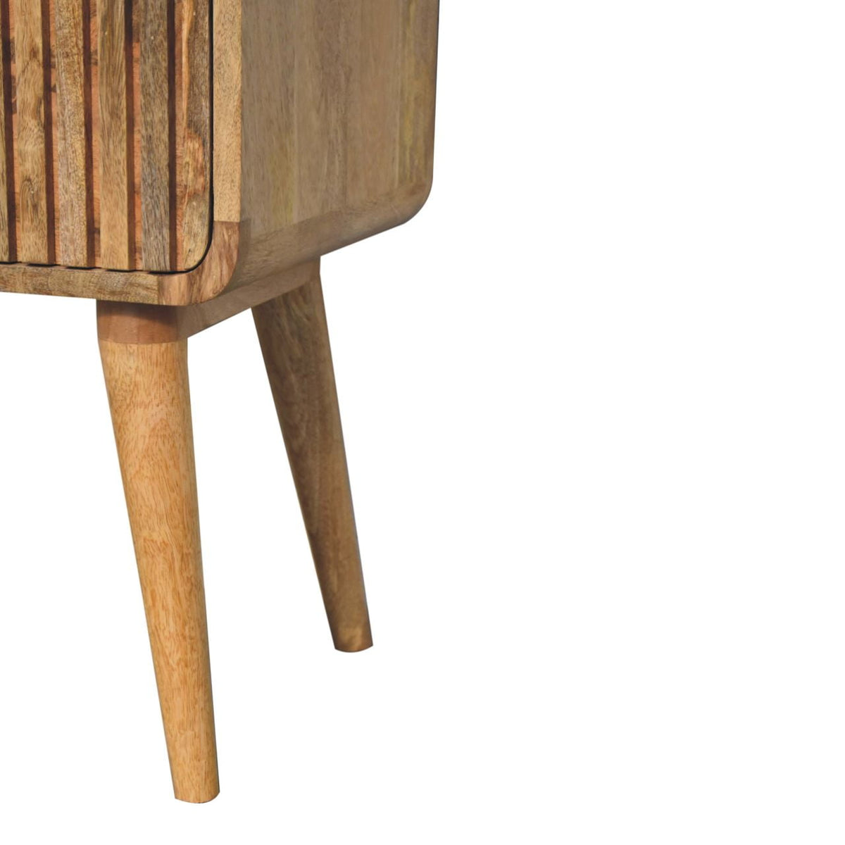 Table de chevet nervurée à poignées en T en manguier massif – Naturel – vue 8