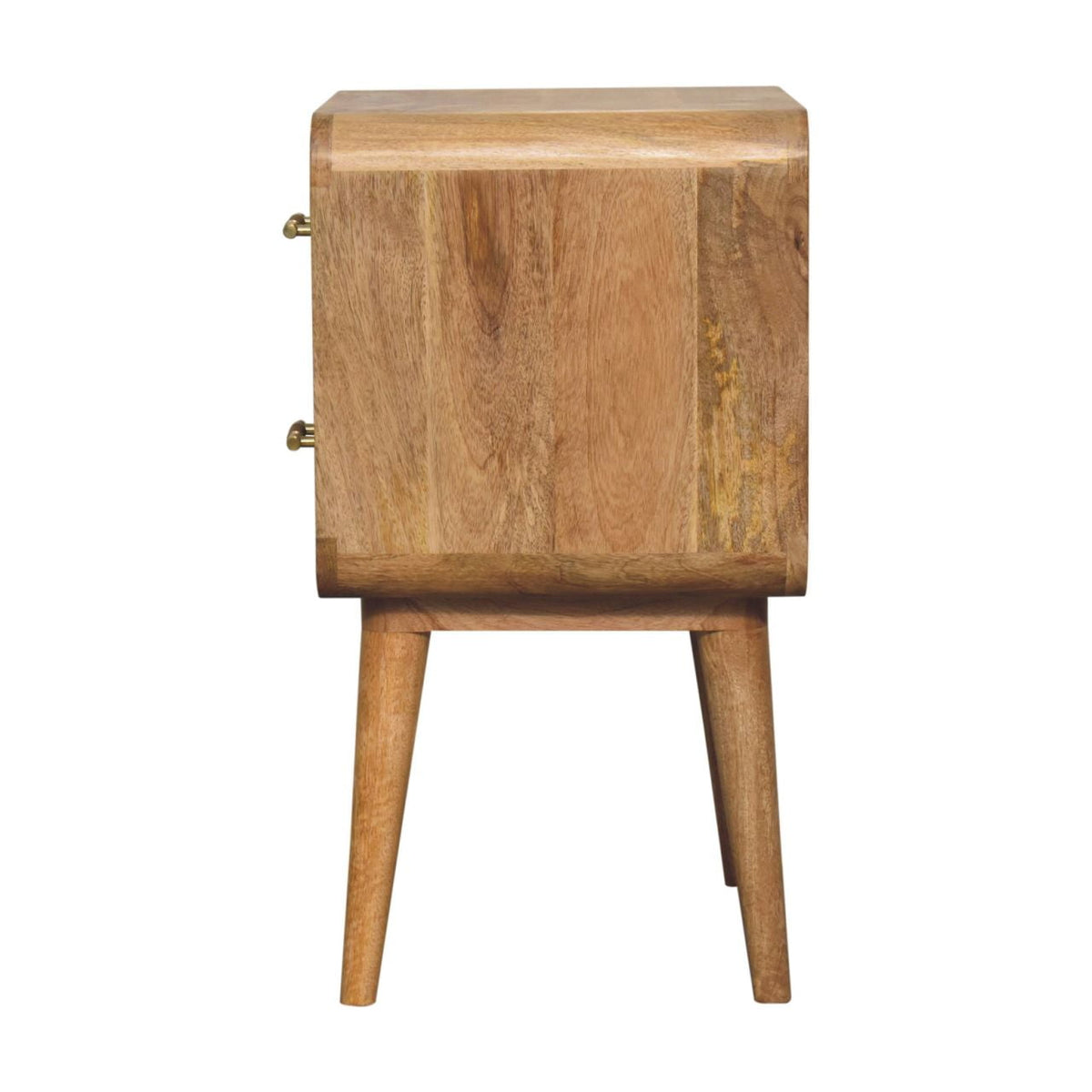 Table de chevet nervurée à poignées en T en manguier massif – Naturel – vue 9