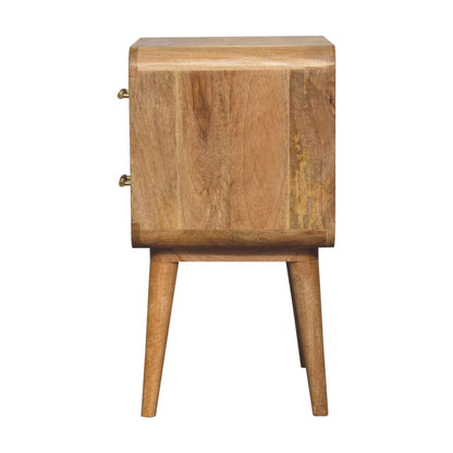 Table de chevet nervurée à poignées en T en manguier massif – Naturel – vue 9