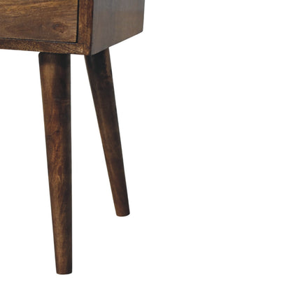 Table de chevet nordique 2 tiroirs en manguier massif – Gris doux – vue 7