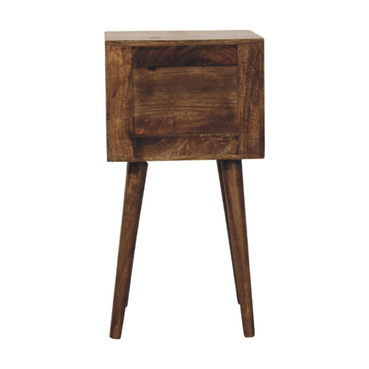 Table de chevet nordique 2 tiroirs en manguier massif – Gris doux – vue 9
