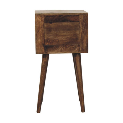 Table de chevet nordique 2 tiroirs en manguier massif – Gris doux – vue 9