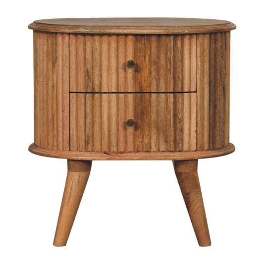 Table de chevet nordique à 2 tiroirs en manguier massif – Naturel – vue 2