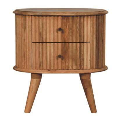 Table de chevet nordique à 2 tiroirs en manguier massif – Naturel – vue 7