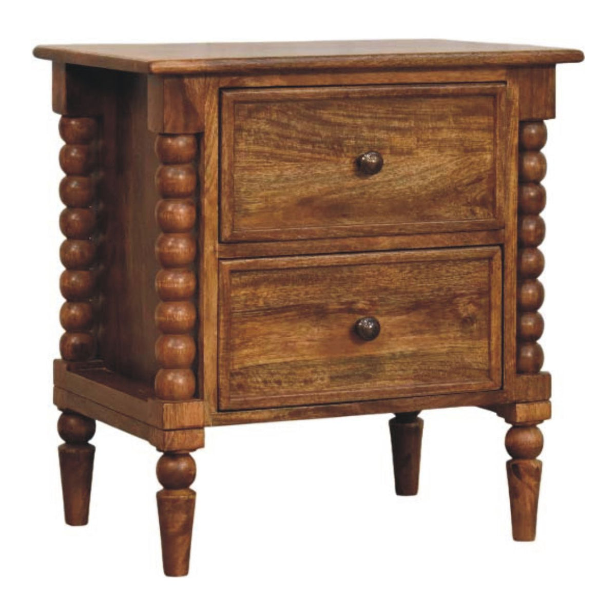 Table de chevet pieds bobine grand modèle en manguier massif – Ambre – vue 3