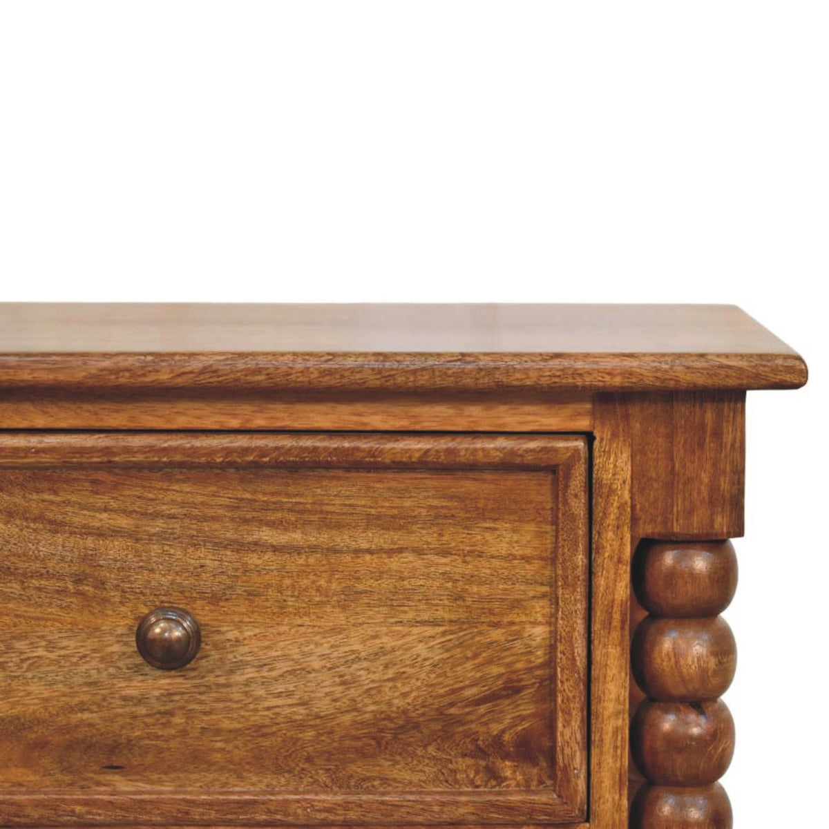 Table de chevet pieds bobine grand modèle en manguier massif – Ambre – vue 4