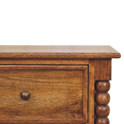 Table de chevet pieds bobine grand modèle en manguier massif – Ambre – vue 4