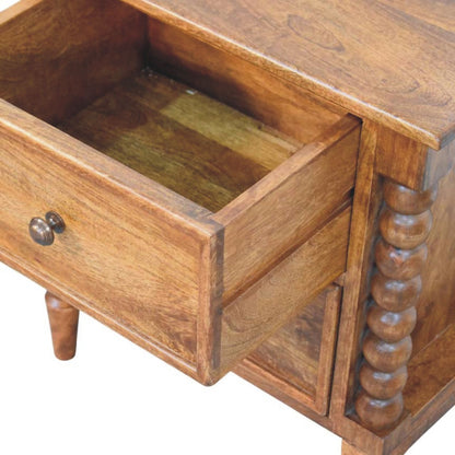 Table de chevet pieds bobine grand modèle en manguier massif – Ambre – vue 5