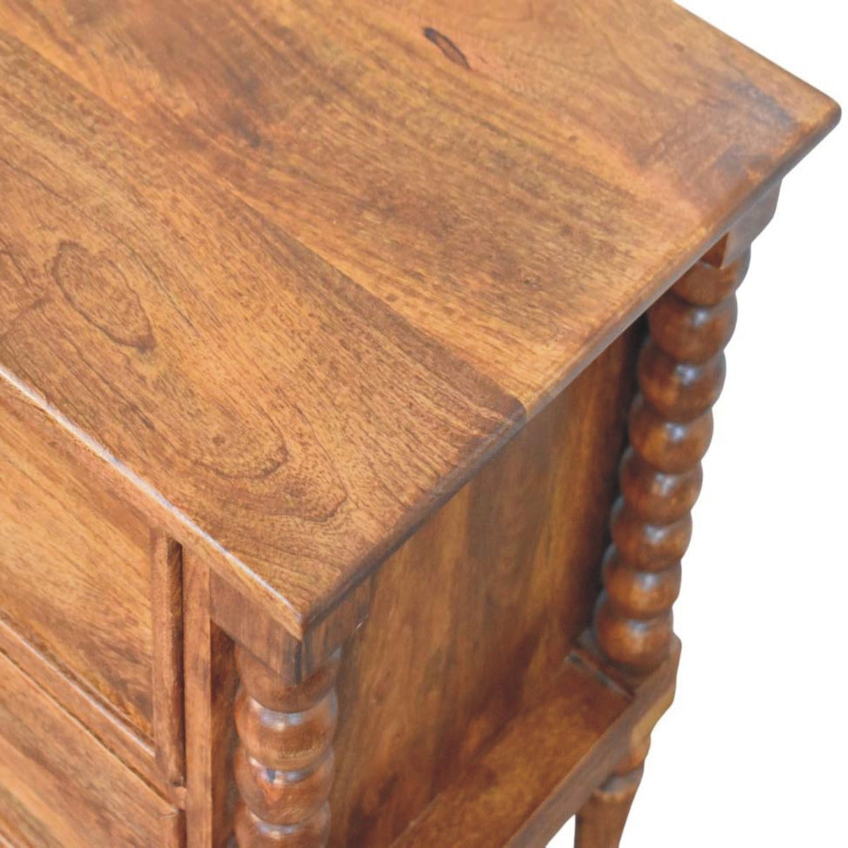 Table de chevet pieds bobine grand modèle en manguier massif – Ambre – vue 6