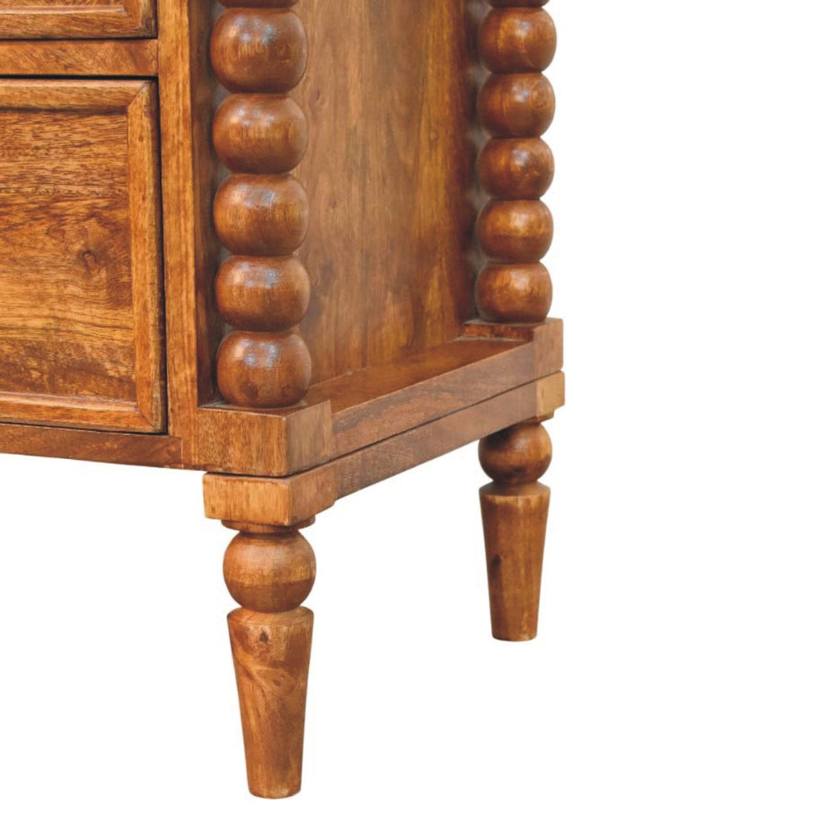 Table de chevet pieds bobine grand modèle en manguier massif – Ambre – vue 7
