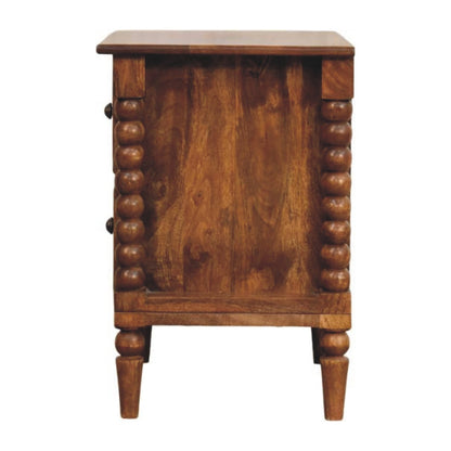 Table de chevet pieds bobine grand modèle en manguier massif – Ambre – vue 8