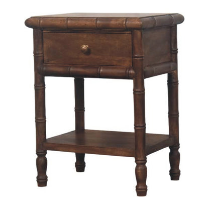 Table de chevet pieds façon bambou en manguier massif – Amande grillée – vue 3