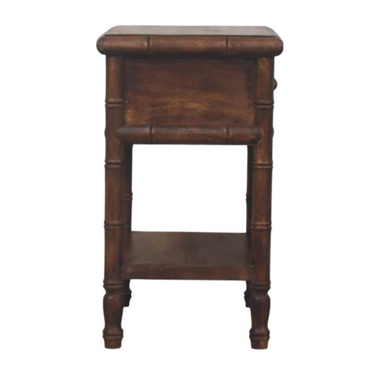 Table de chevet pieds façon bambou en manguier massif – Amande grillée – vue 8