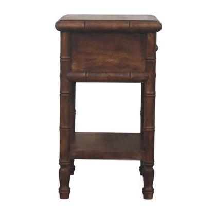Table de chevet pieds façon bambou en manguier massif – Amande grillée – vue 8