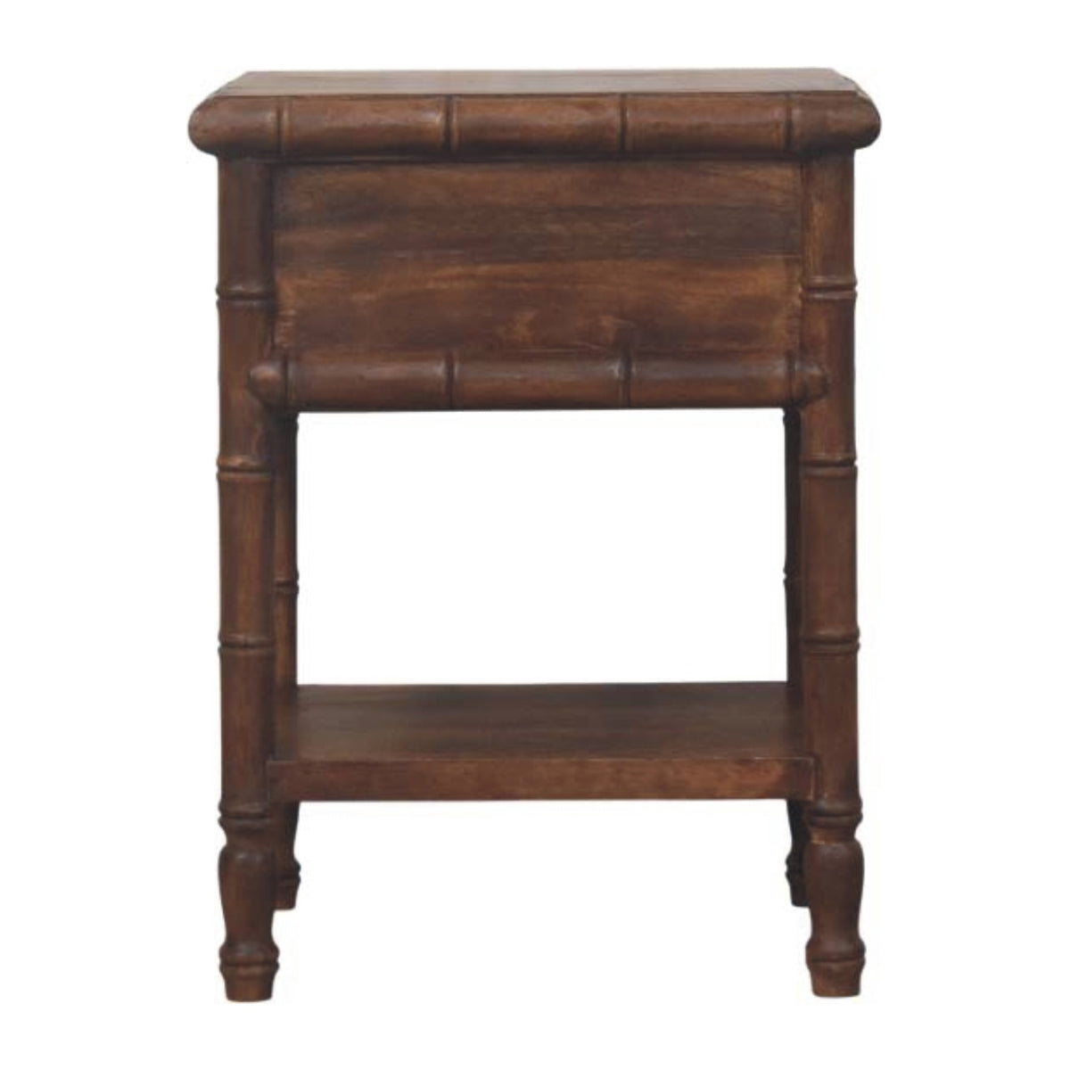 Table de chevet pieds façon bambou en manguier massif – Amande grillée – vue 9