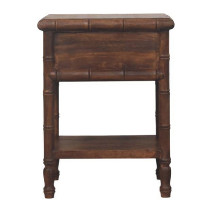 Table de chevet pieds façon bambou en manguier massif – Amande grillée – vue 9