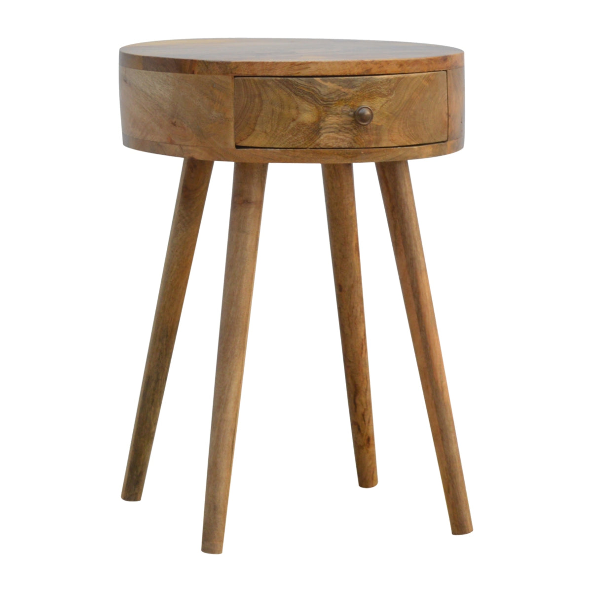 Table de chevet ronde nordique en manguier massif – Naturel – vue 2