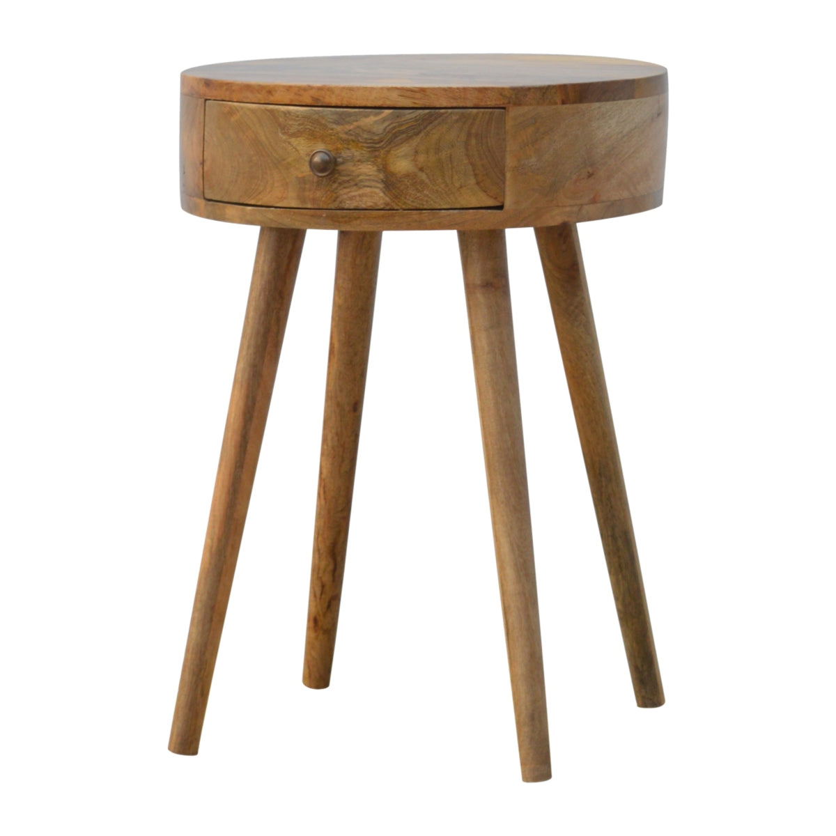 Table de chevet ronde nordique en manguier massif – Naturel – vue 3