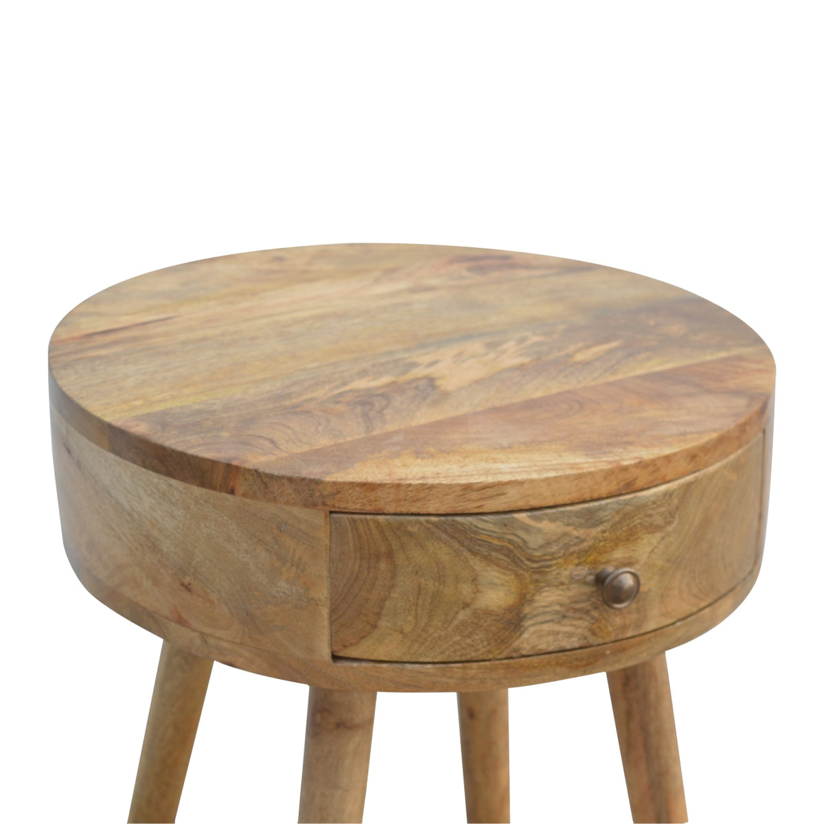 Table de chevet ronde nordique en manguier massif – Naturel – vue 4